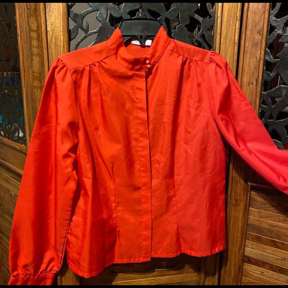 Vintage Secretary Blouse High Button Neck